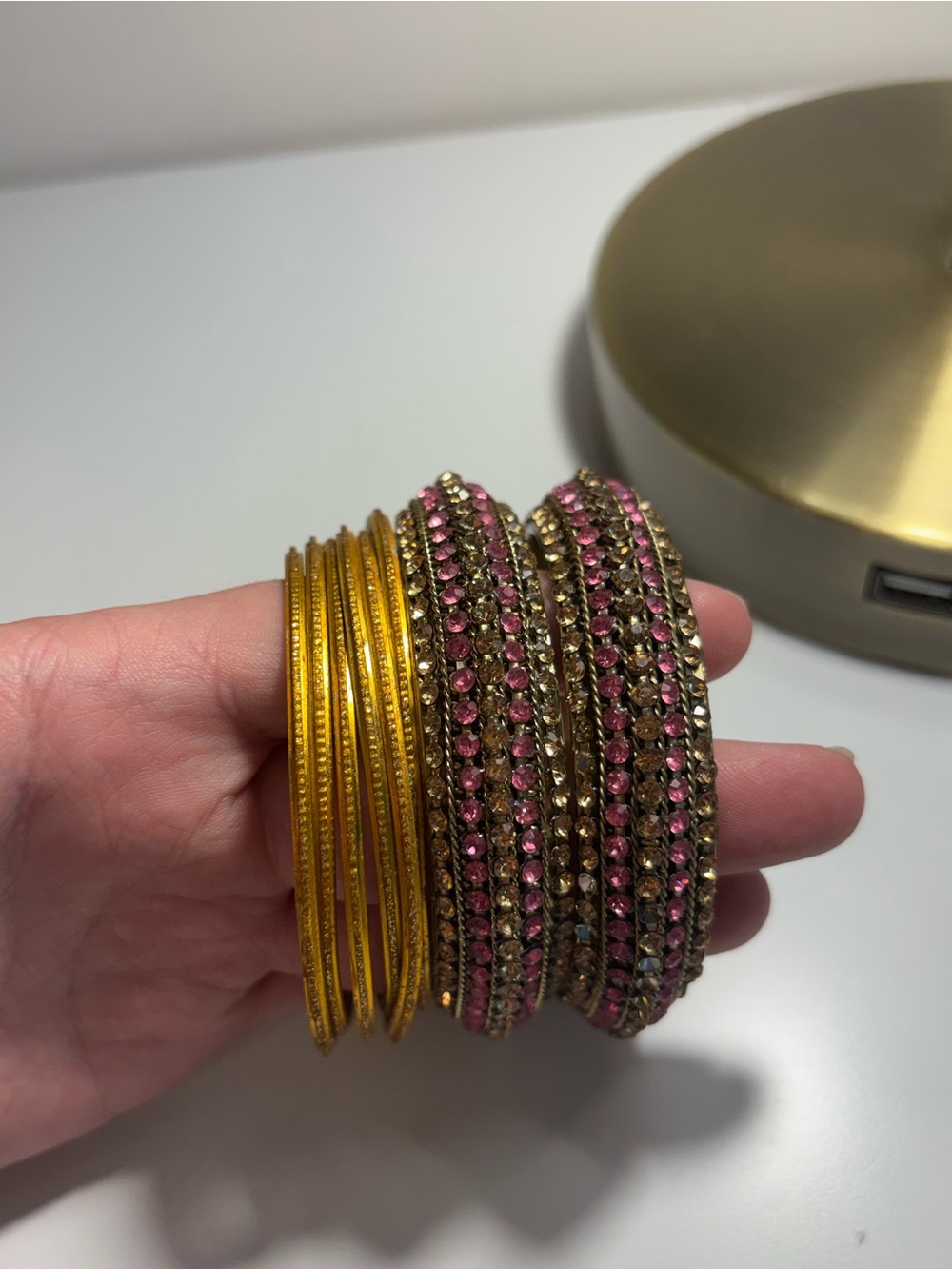 Gold and Pink Bangles Set - NWOT